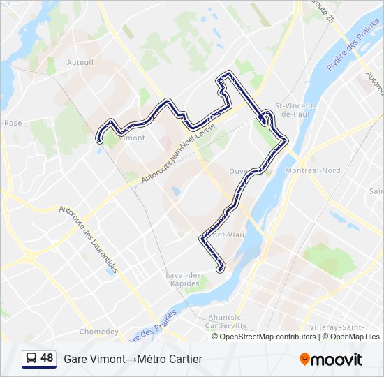 Plan de la ligne 48 de bus