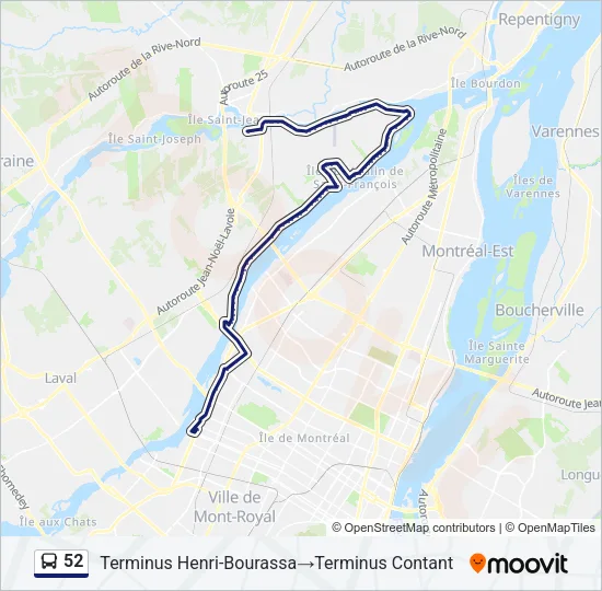 52 Bus Line Map