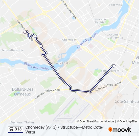 Plan de la ligne 313 de bus