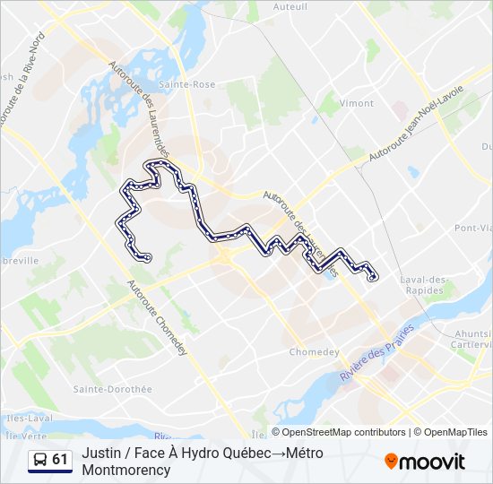 Plan de la ligne 61 de bus