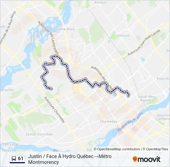 61 Bus Line Map