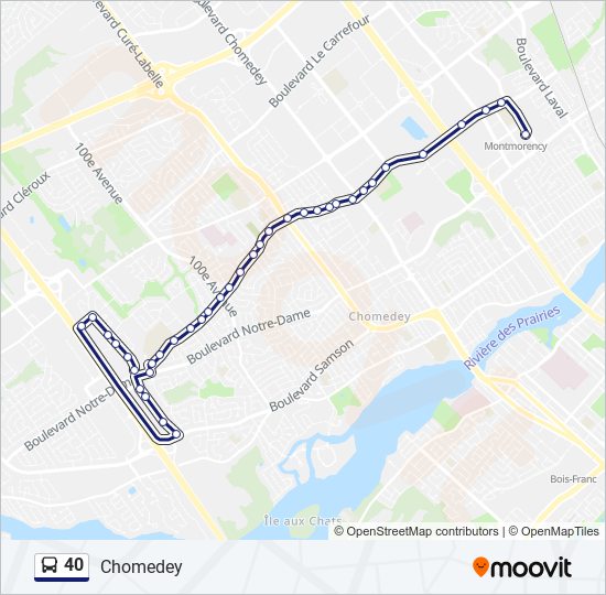 Plan de la ligne 40 de bus