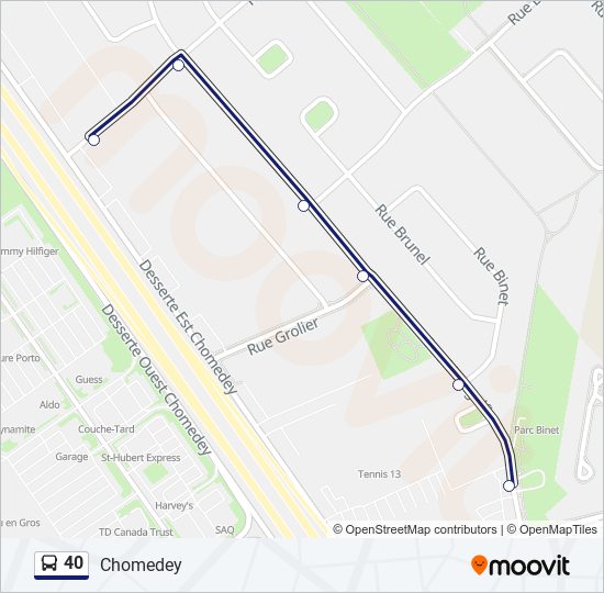 Plan de la ligne 40 de bus