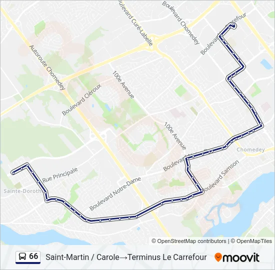 66 Bus Line Map