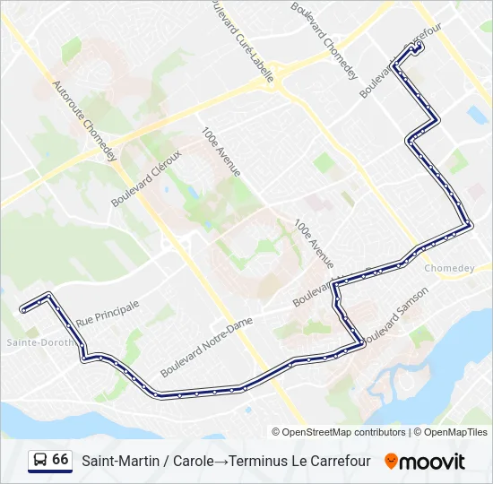 66 Bus Line Map