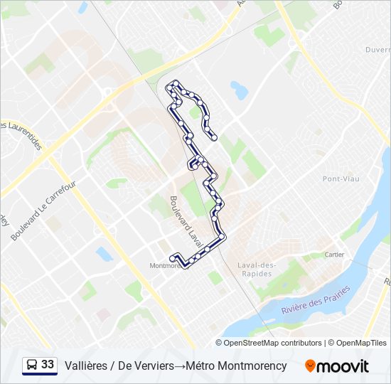 Plan de la ligne 33 de bus