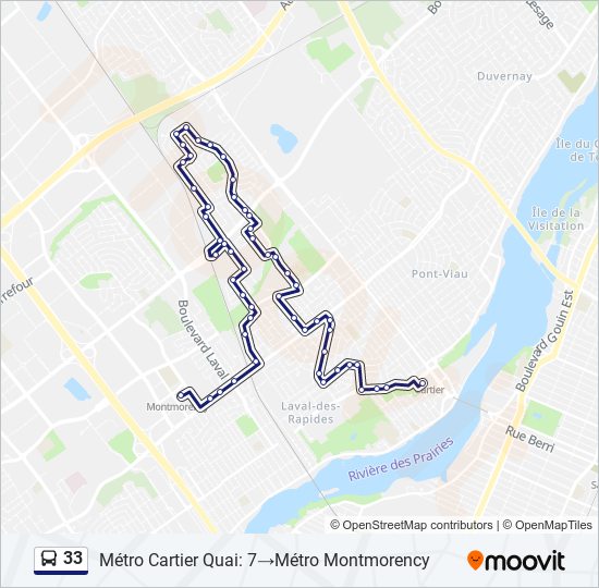 Plan de la ligne 33 de bus