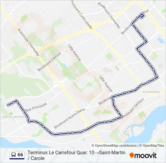 66 Bus Line Map