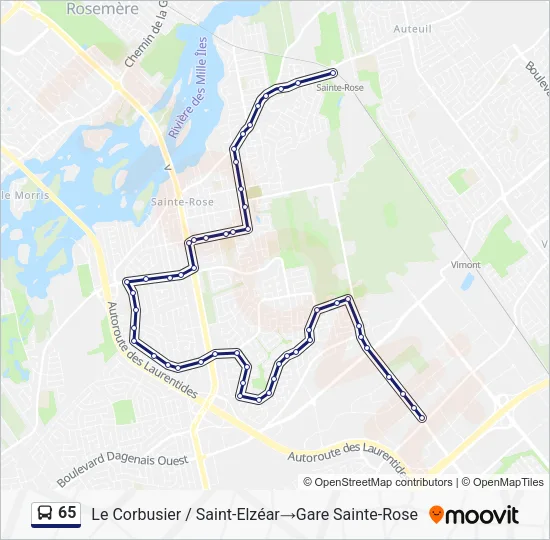 65 Bus Line Map