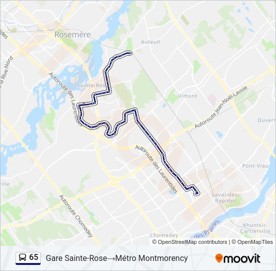 65 Bus Line Map