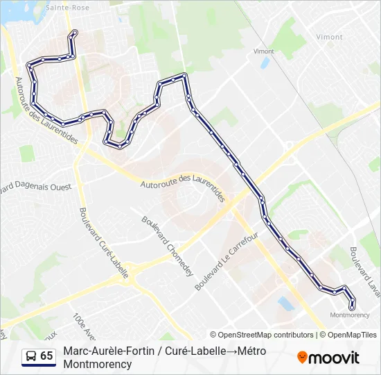 65 Bus Line Map