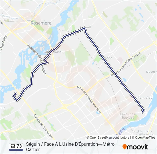 73 Bus Line Map