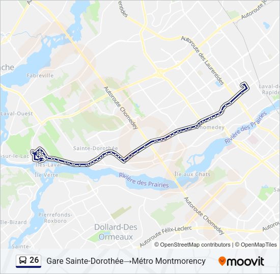 Plan de la ligne 26 de bus