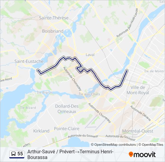 55 Bus Line Map
