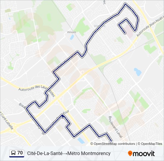 70 Bus Line Map