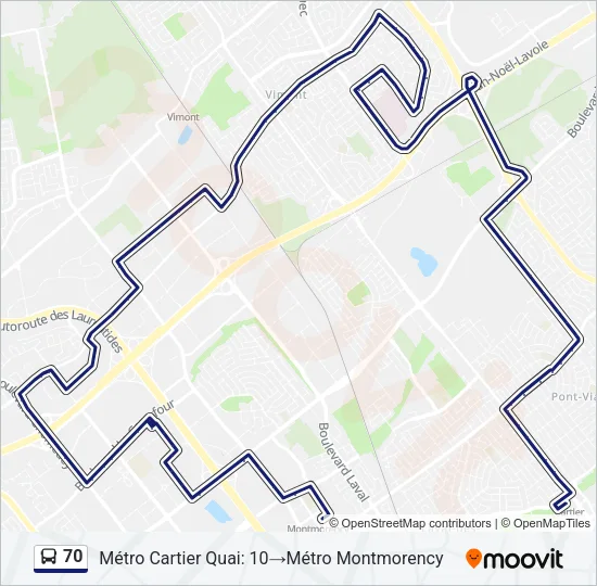 70 Bus Line Map