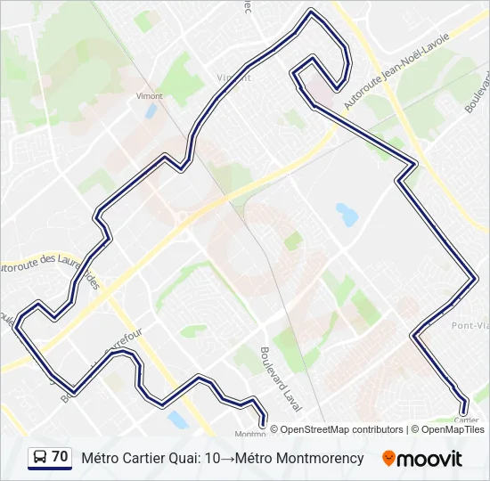 70 Bus Line Map