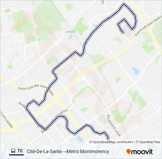 70 Bus Line Map