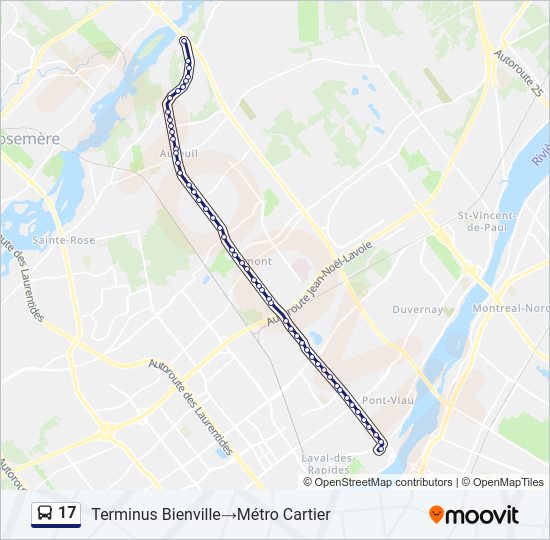 Plan de la ligne 17 de bus