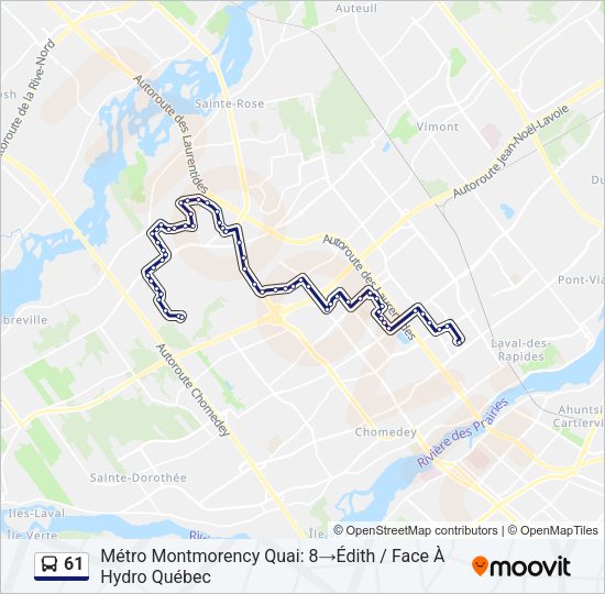 Plan de la ligne 61 de bus