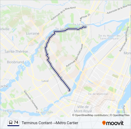 74 Bus Line Map