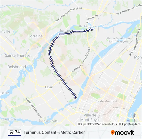 74 Bus Line Map