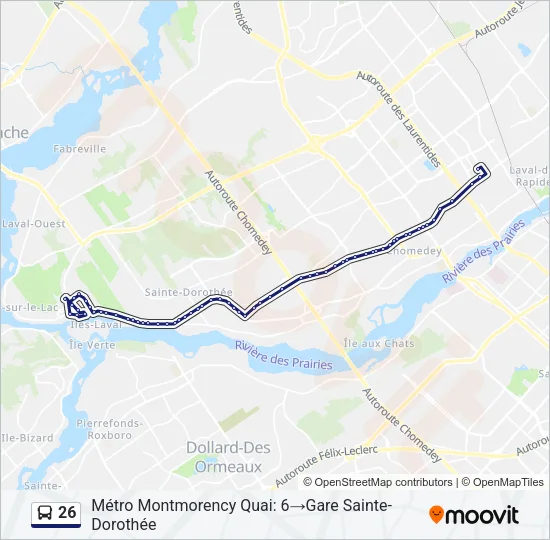 Plan de la ligne 26 de bus