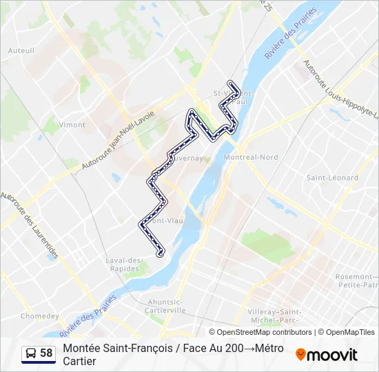 58 Bus Line Map