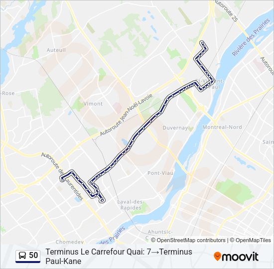 50 Bus Line Map