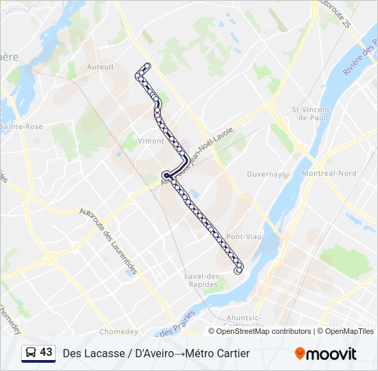 43 Bus Line Map