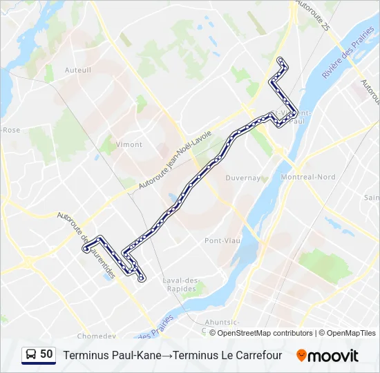 Plan de la ligne 50 de bus
