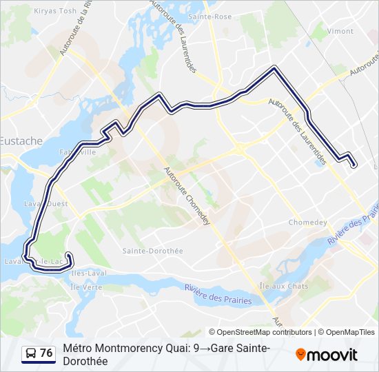 Plan de la ligne 76 de bus