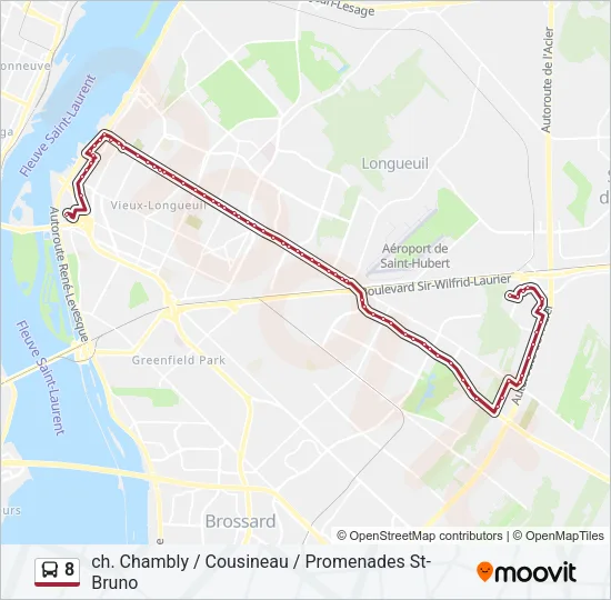 Plan de la ligne 8 de bus