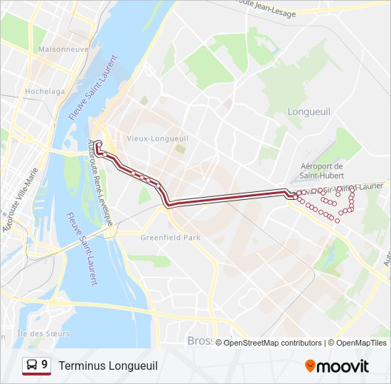 Plan de la ligne 9 de bus