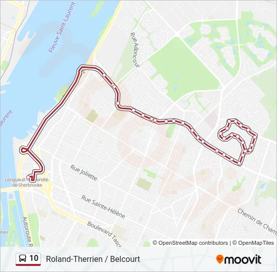 Plan de la ligne 10 de bus