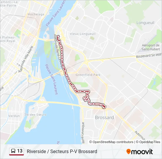 Plan de la ligne 13 de bus