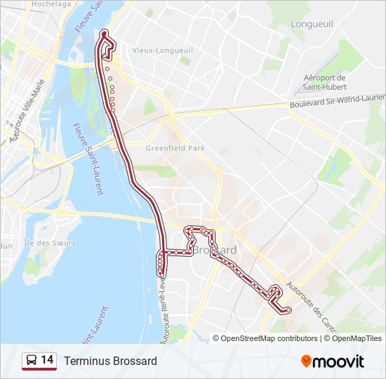 Plan de la ligne 14 de bus