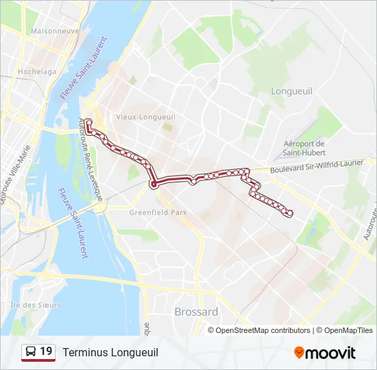 Plan de la ligne 19 de bus