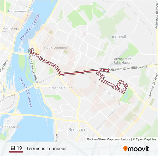 Plan de la ligne 19 de bus