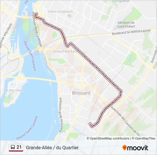 Plan de la ligne 21 de bus