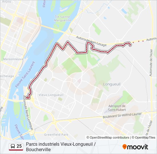 Plan de la ligne 25 de bus