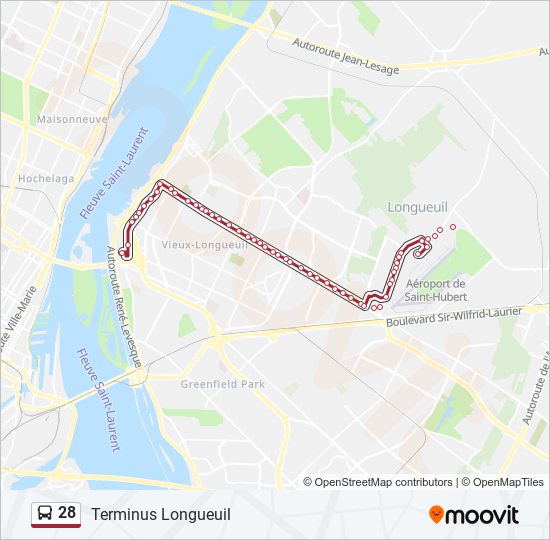 Plan de la ligne 28 de bus