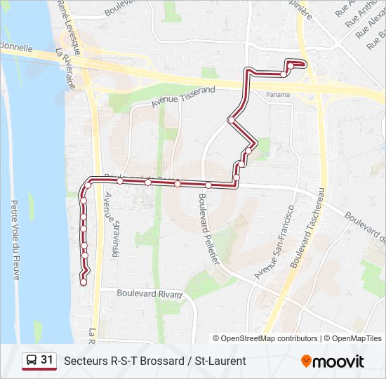 Plan de la ligne 31 de bus