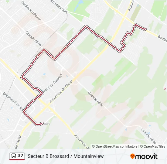 Plan de la ligne 32 de bus