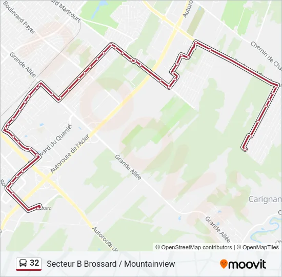 Plan de la ligne 32 de bus