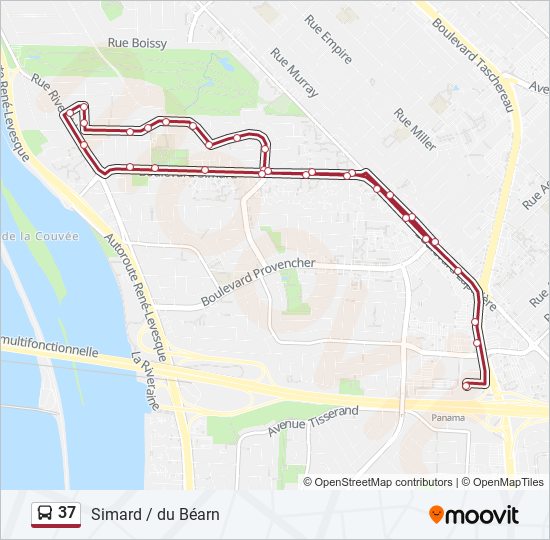 Plan de la ligne 37 de bus