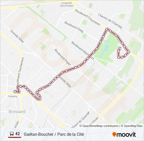 Plan de la ligne 42 de bus