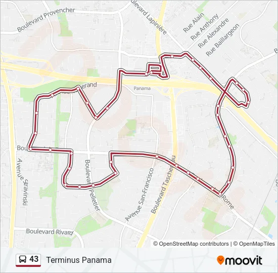 43 Bus Line Map
