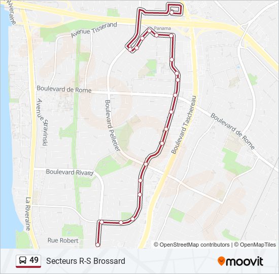 Plan de la ligne 49 de bus