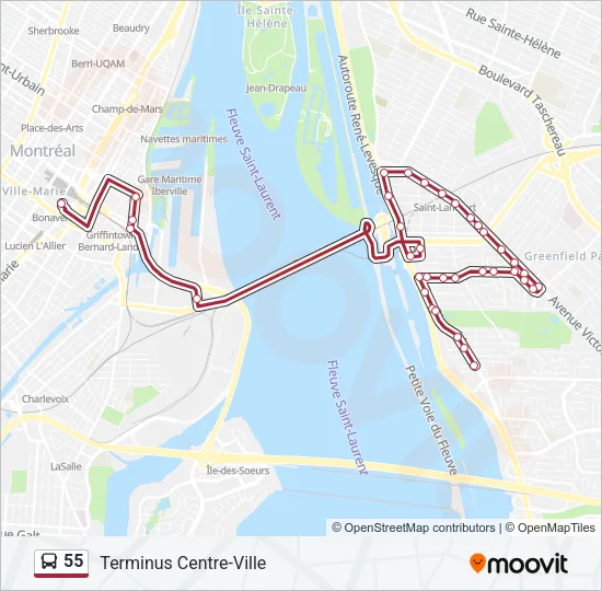 55 Bus Line Map